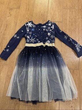 Navy Snowflake Tulle Dress